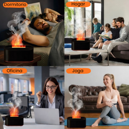 Difusor de Aroma con Llama LED - Humidificador Ultrasónico con 7 Colores y Carga USB-C